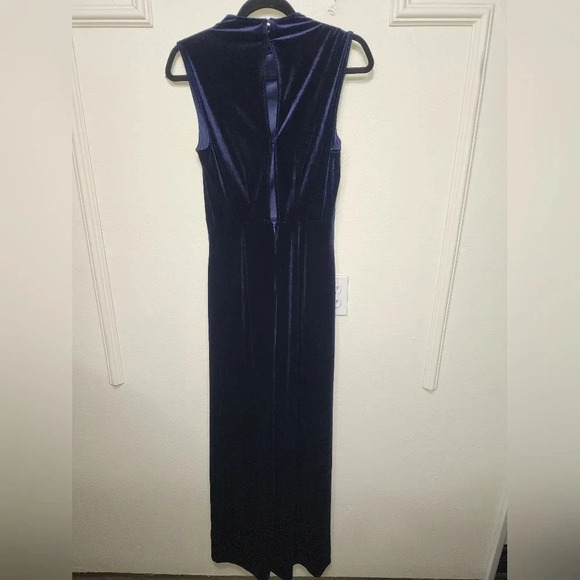 Lulus Classic Elegance Navy Velvet Sleeveless Mock Neck Maxi Dress Wedding - Picture 12 of 12